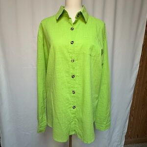 Plus Size Button Down Shirt Loose Fit Blouse Long Sleeve Casual Top XXL